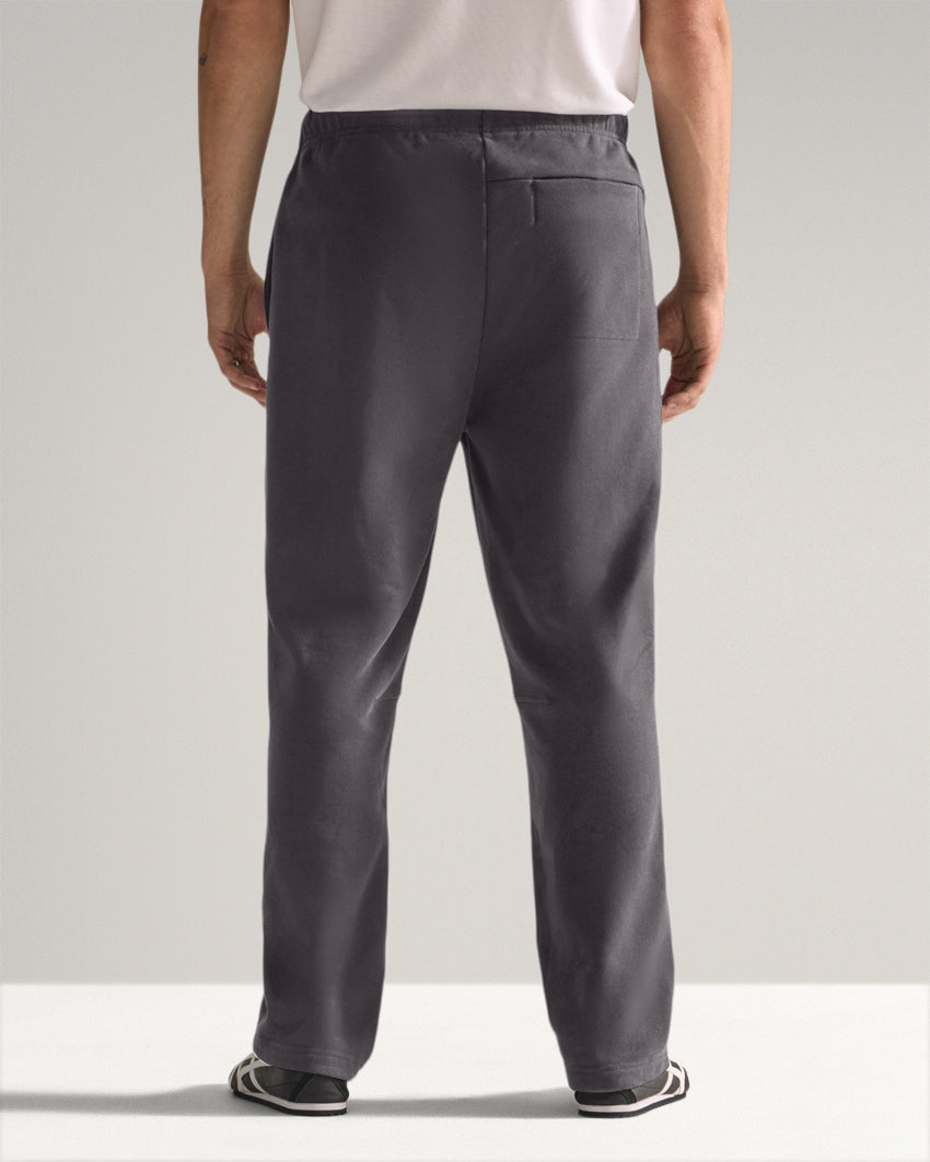 Dark-Charcoal | Back view of the Heavyweight Fleece Pant showing back pocket and straight leg