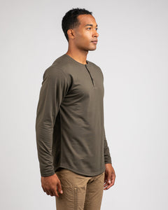 Stone - Henley Drop-Cut Long Sleeve