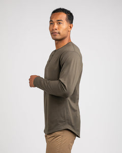 Stone - Henley Drop-Cut Long Sleeve