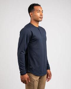 Navy - Henley Drop-Cut Long Sleeve