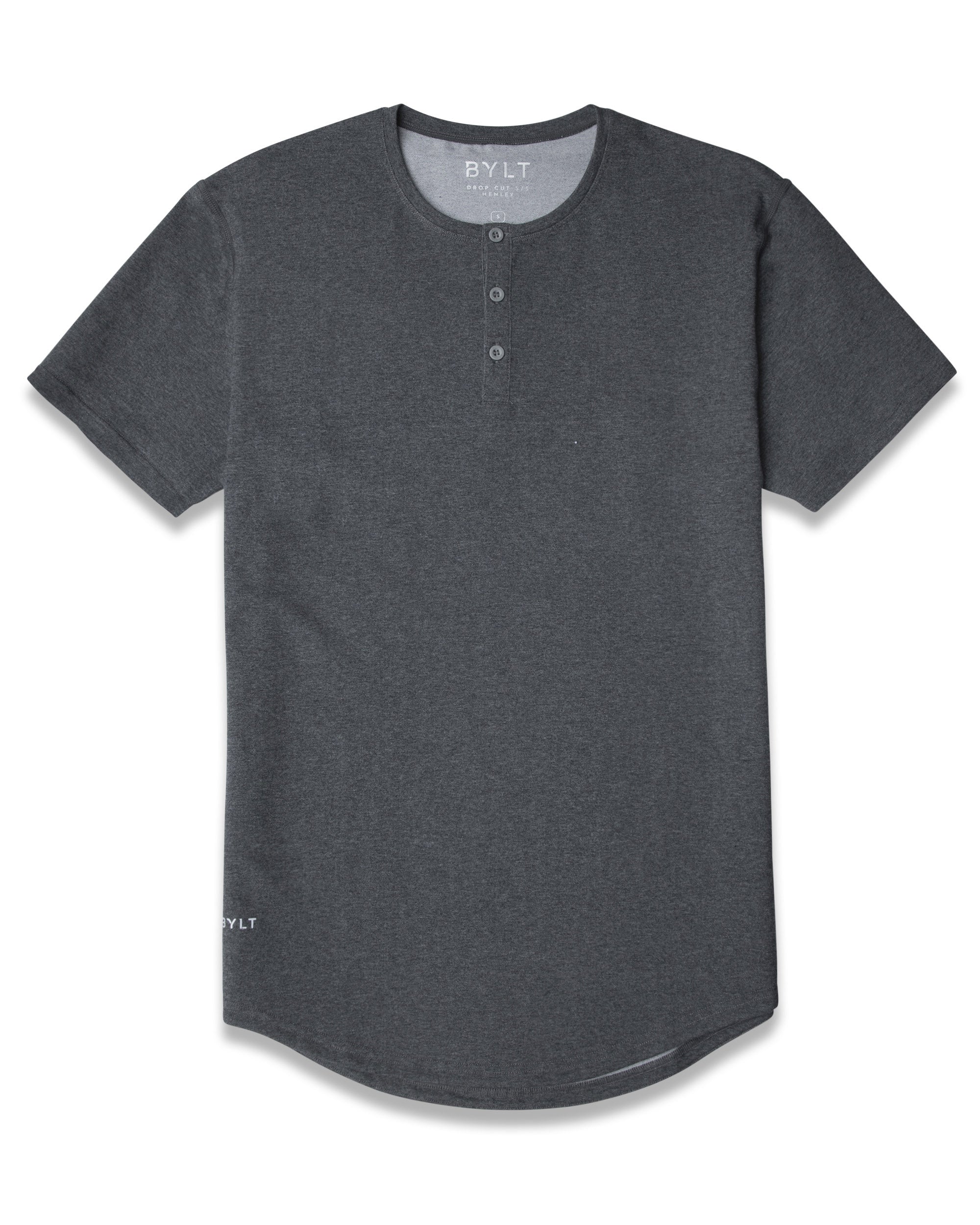 Dark Heather Grey Henley Drop-Cut