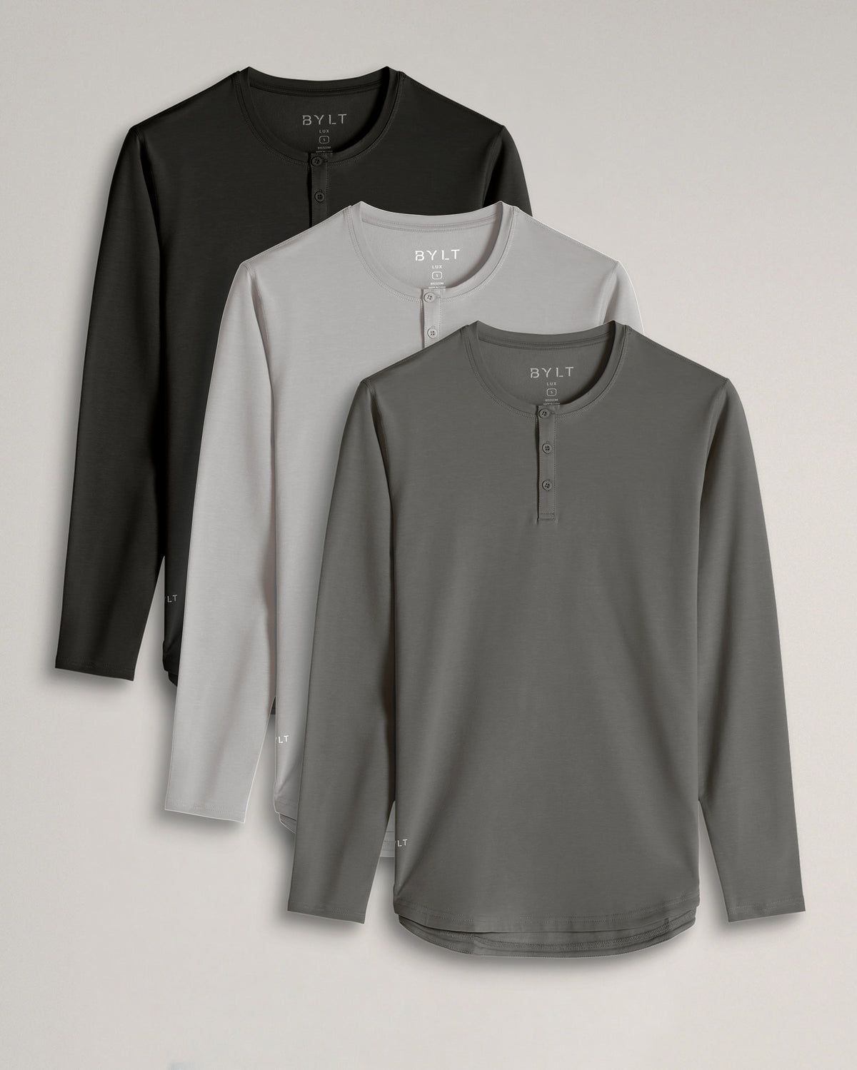 Henley Drop-Cut Long Sleeve: LUX - Custom 3 Pack