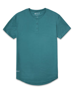 Deep Cyan Henley Drop-Cut LUX Shirt