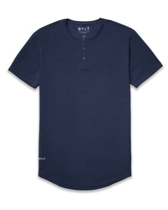 Navy - Henley Drop-Cut