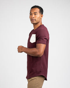 Maroon/Bone - Drop-Cut LUX Pocket Shirt