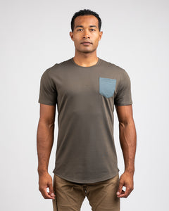 Stone/Pacific - Drop-Cut LUX Pocket Shirt