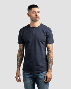 Navy - Henley Drop-Cut